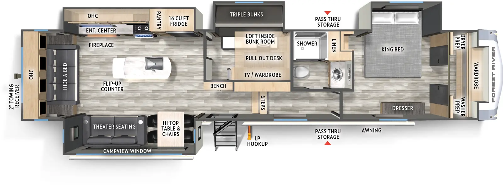 Wildcat Fifth Wheels 36MB Floorplan